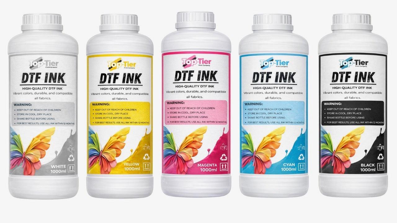 DTF Ink - Set 4 colours + 3 x White (1l bottle)