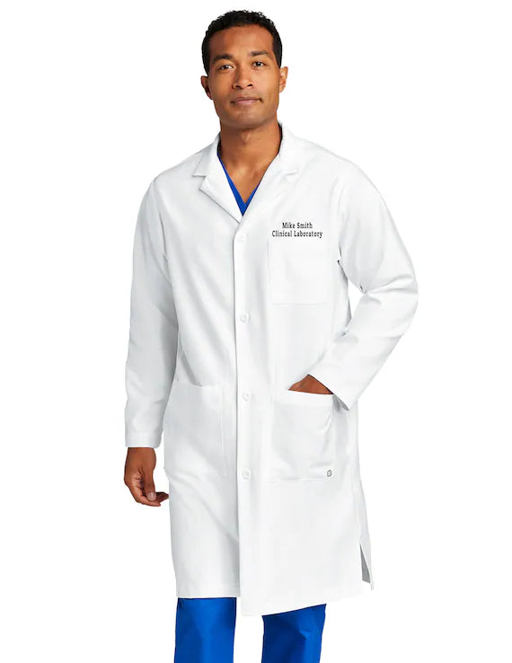 Embroidered White Lab Coat – Personalized Long Lab Coat for Doctors, Scientists, or Medical Professionals